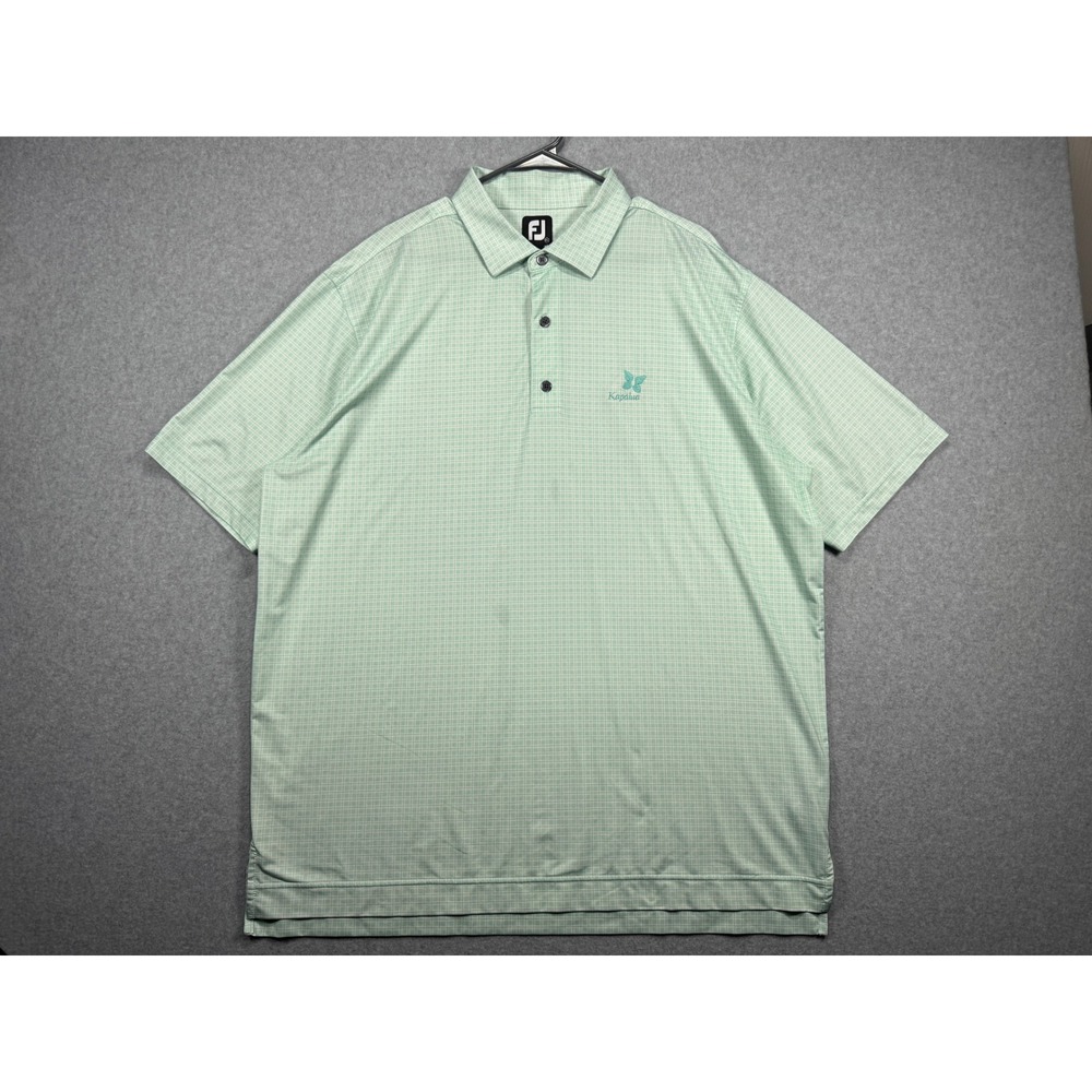 FootJoy Mens XXL Green Grid Short‎ Sleeve Golf Polo Shirt Kapalua Logo FJ XXL - Picture 6 of 10